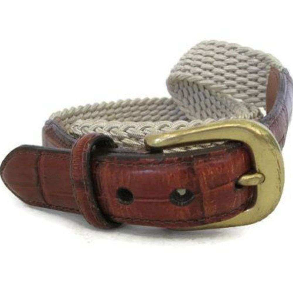 Brighton Leather Web Belt Brass Buckle Belt